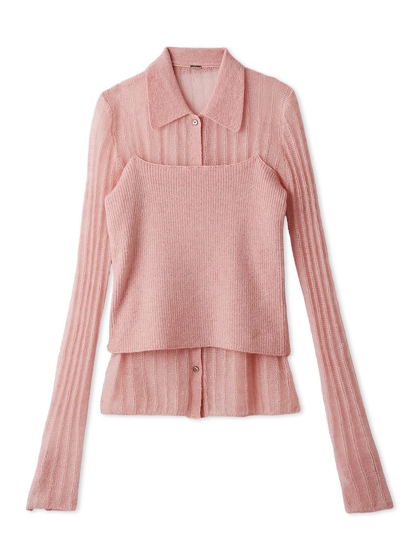 MilaOwen ポロ襟ワイドリブベアSETモヘアニット セットアイテム】ポロ襟ワイドリブベアSETモヘアニット（ニット